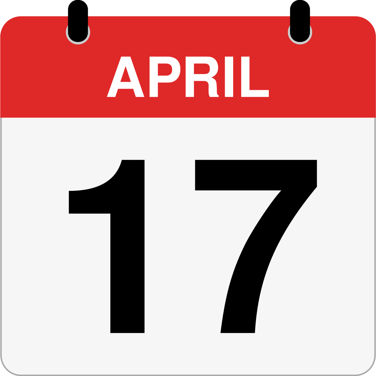 single day calendar graphic for April, 17th