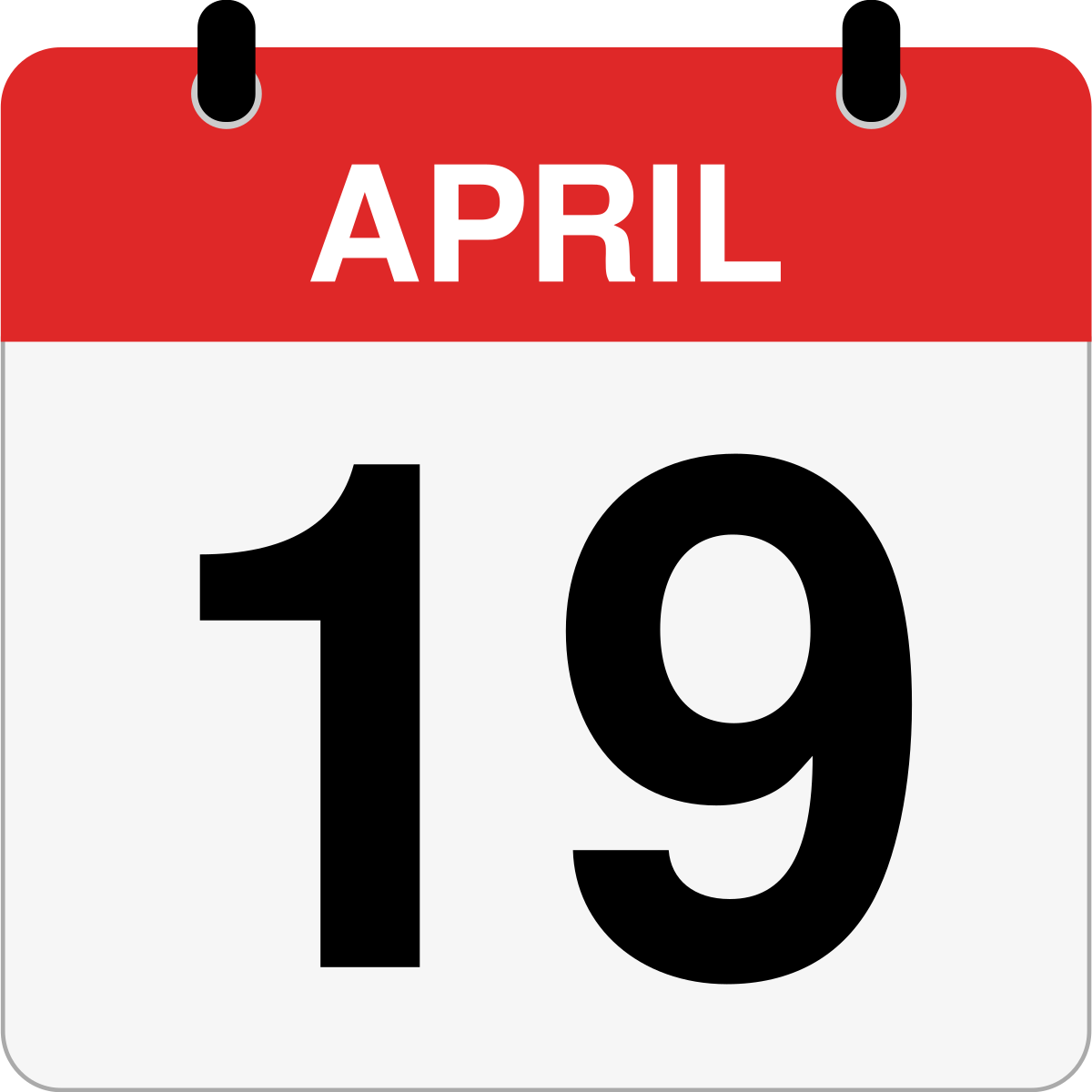 single day calendar graphic for April 19th