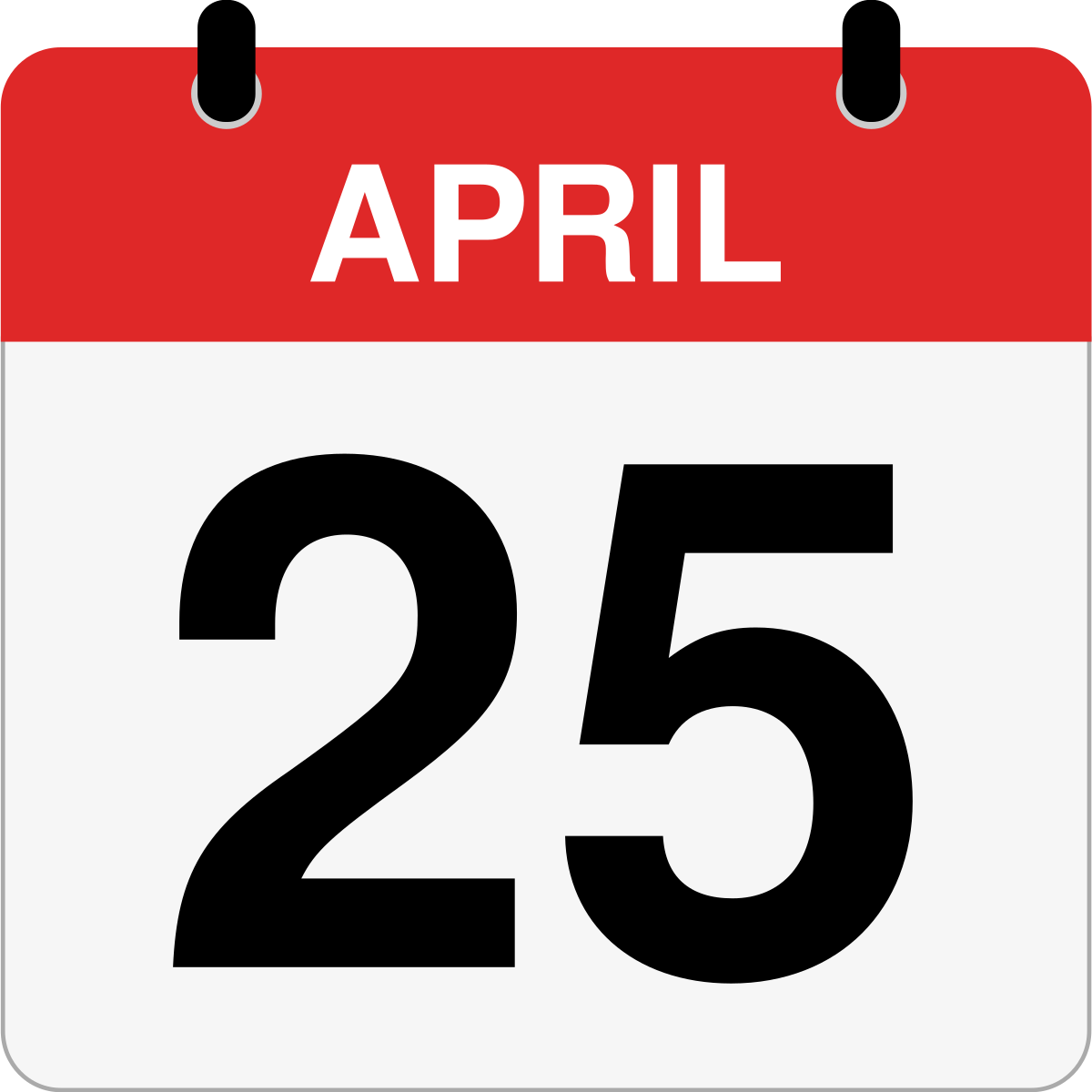 single day calendar graphic for April, 25th