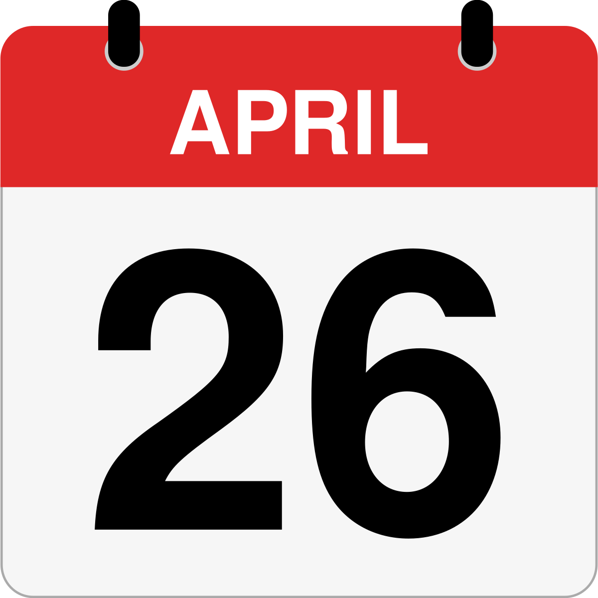 single day calendar graphic for April 26th