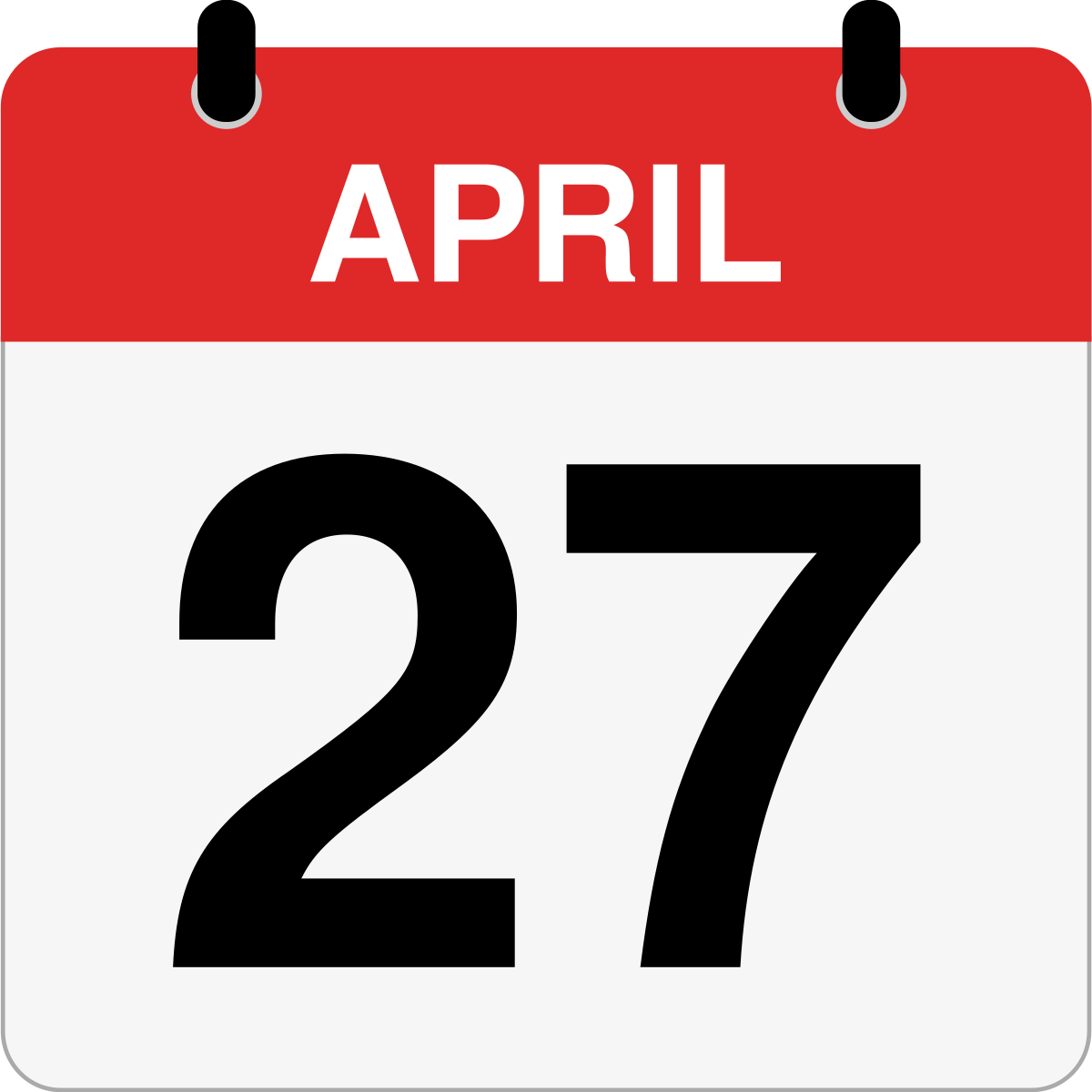 single day calendar graphic for April 27th