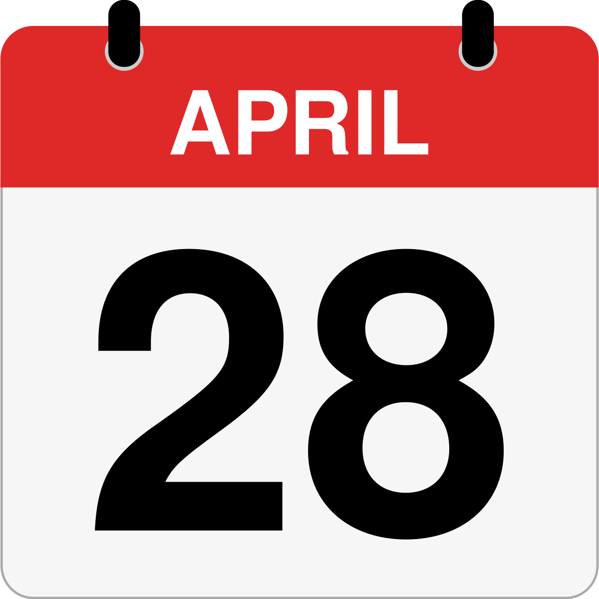 single day calendar graphic for April, 28th