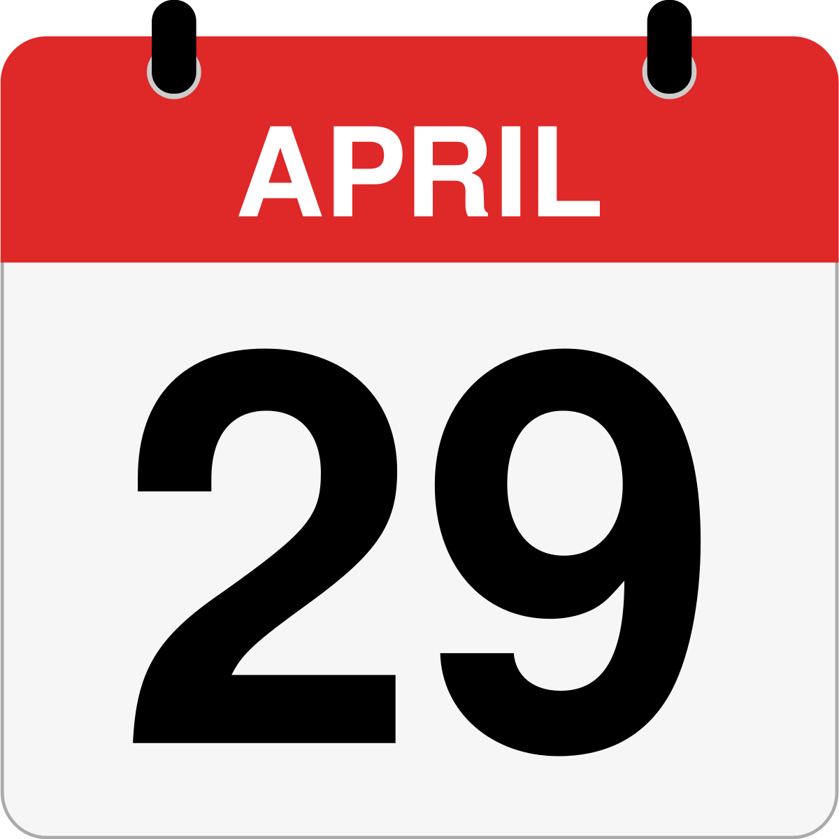 single day calendar graphic for April 29th