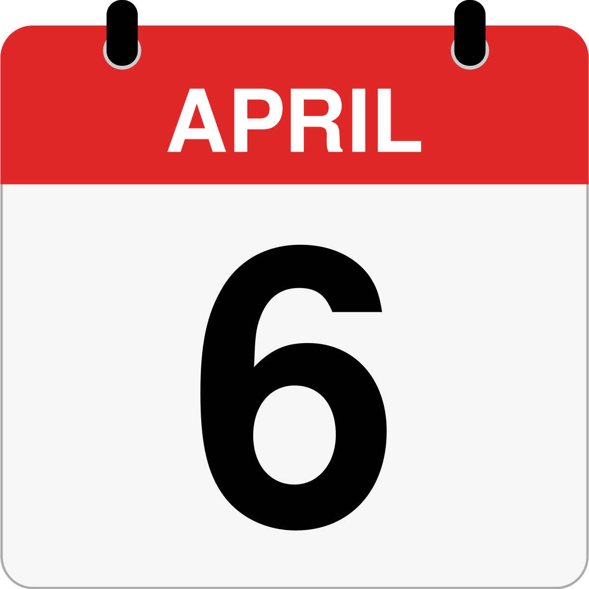 single day calendar graphic for April 6th