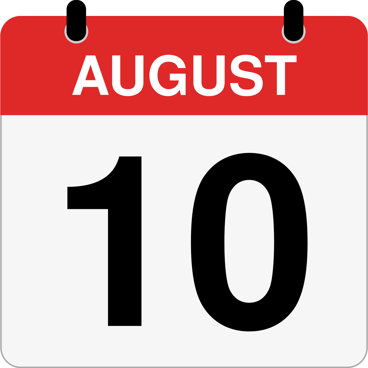 single day calendar graphic for August 10th