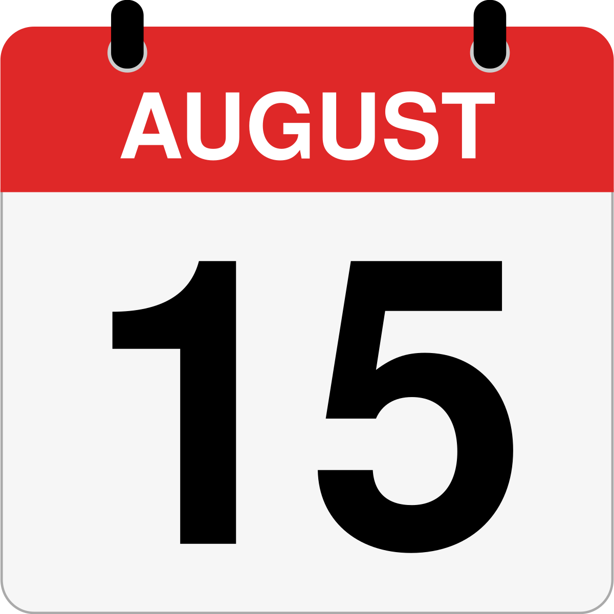 single day calendar graphic for August 15th