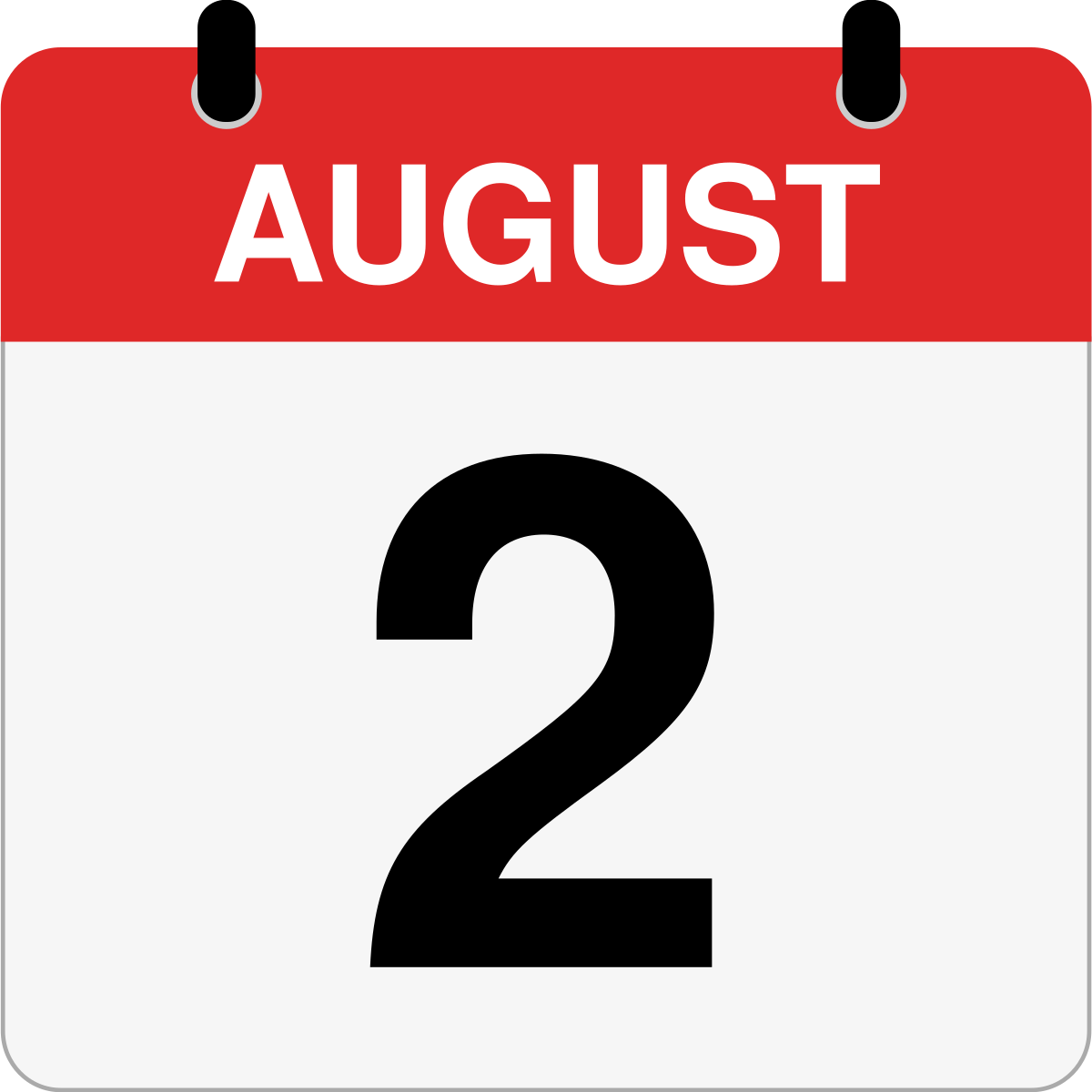 single day calendar graphic for August, 2nd