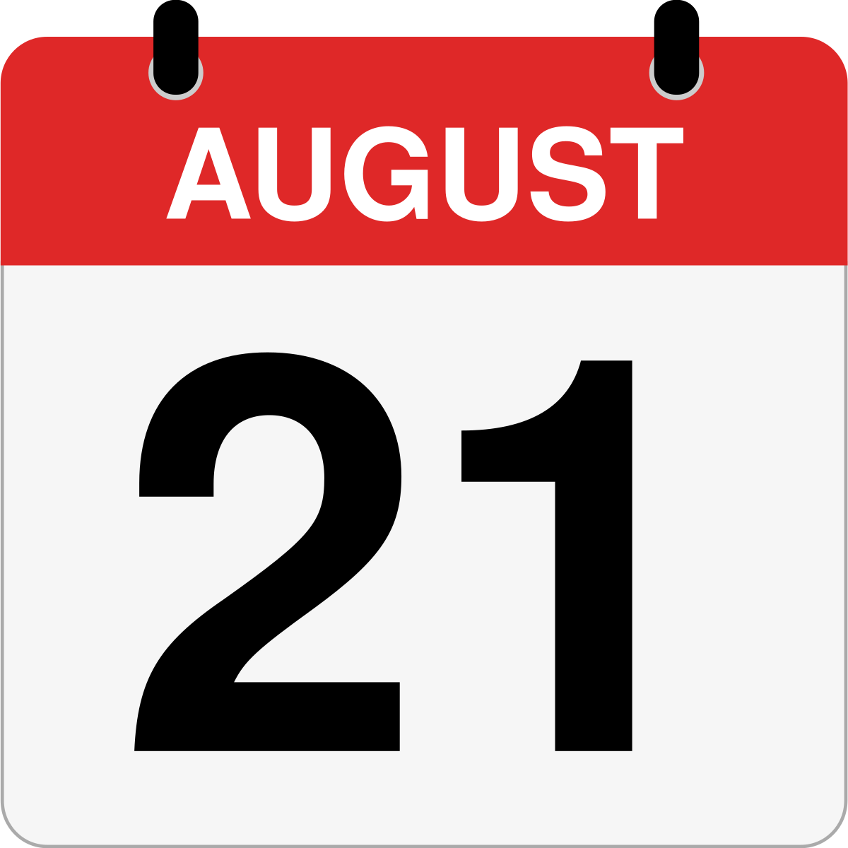 single day calendar graphic for August 21st