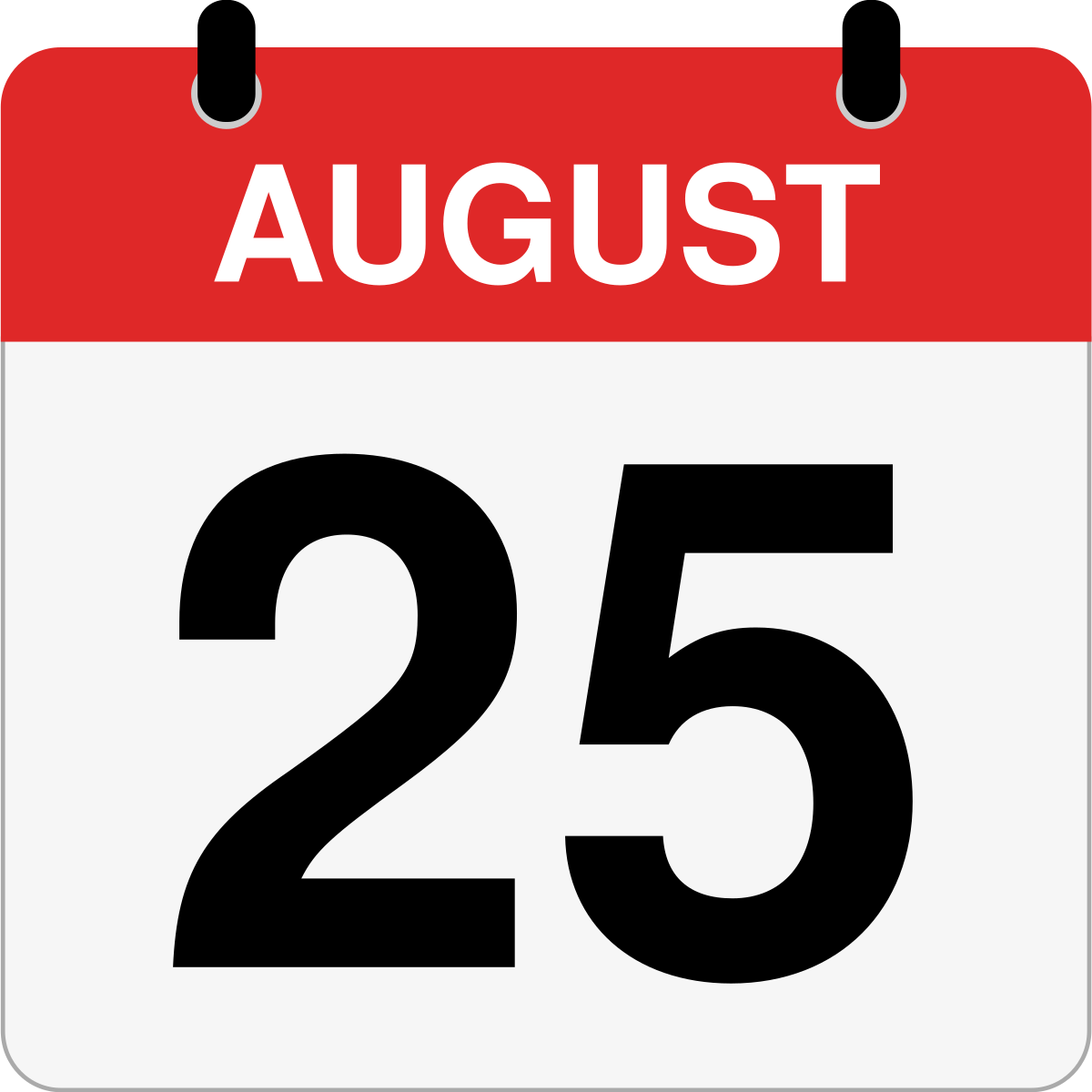 single day calendar graphic for August 25th