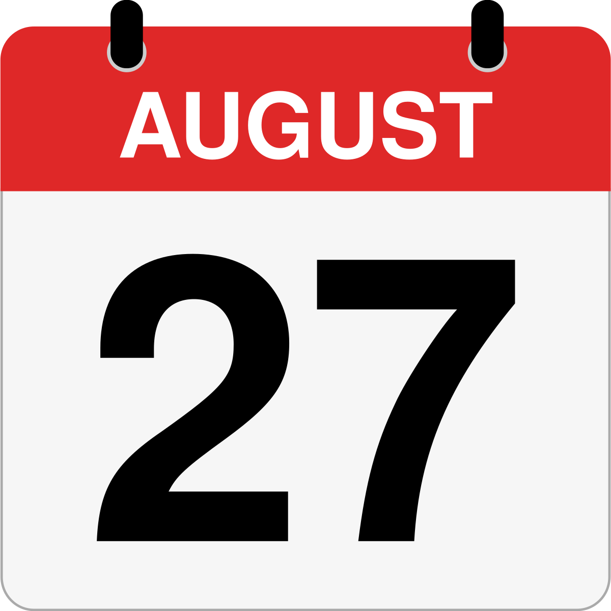 single day calendar graphic for August 27th