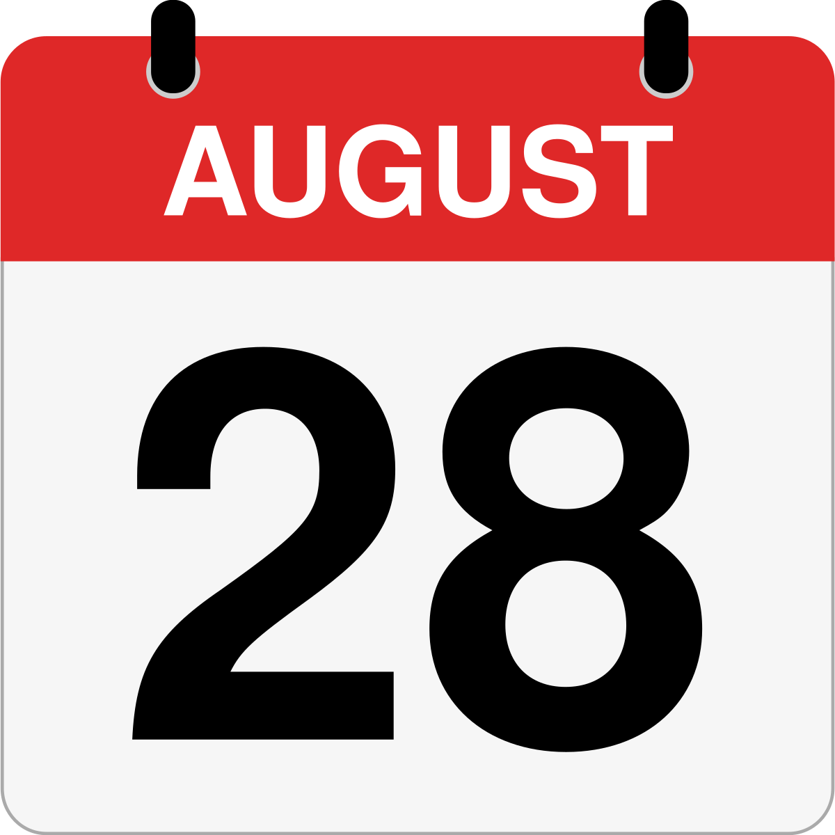 single day calendar graphic for August 28th