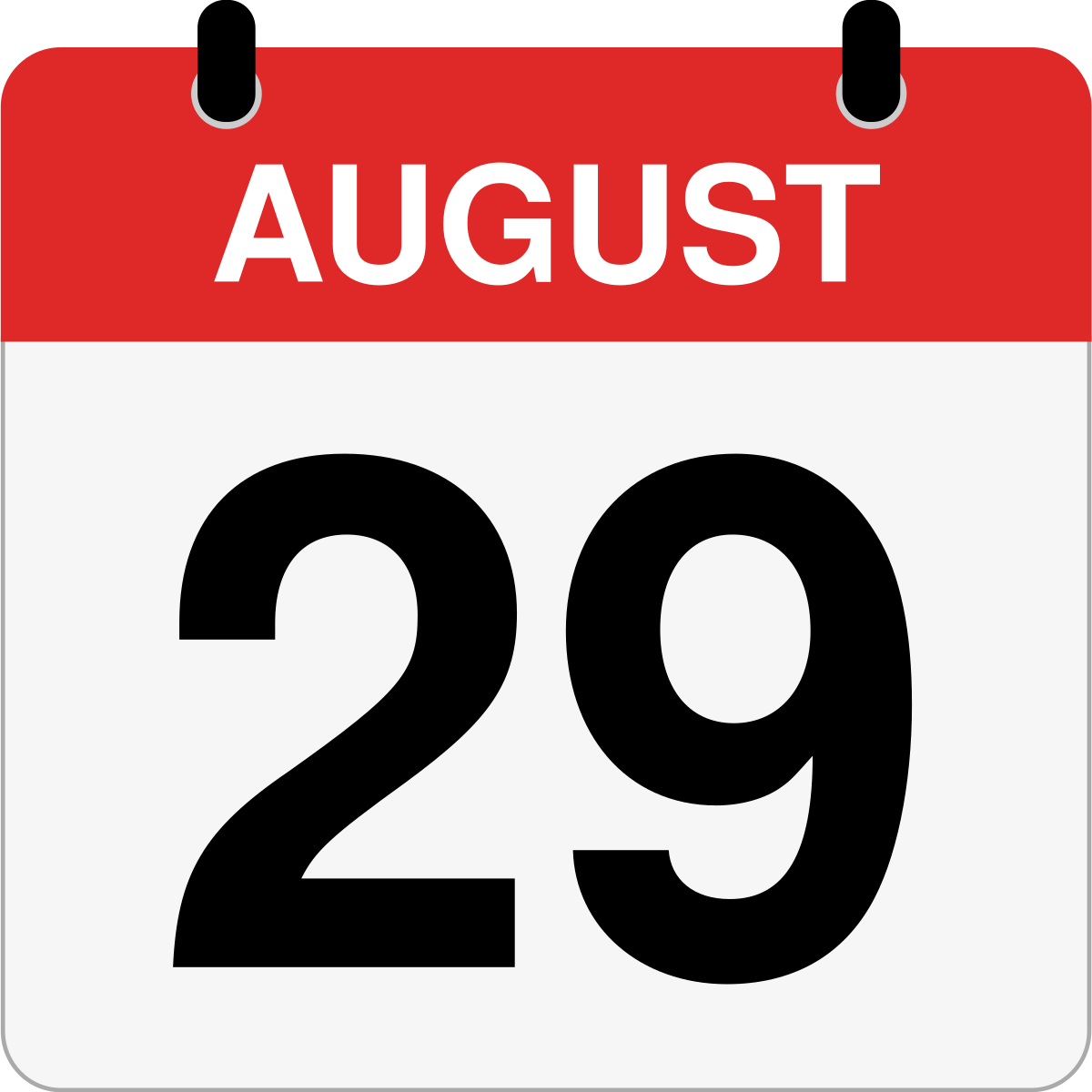 single day calendar graphic for August 29th