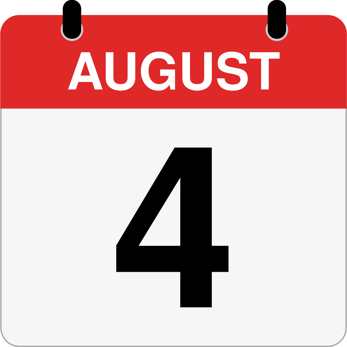 single day calendar graphic for August 4th
