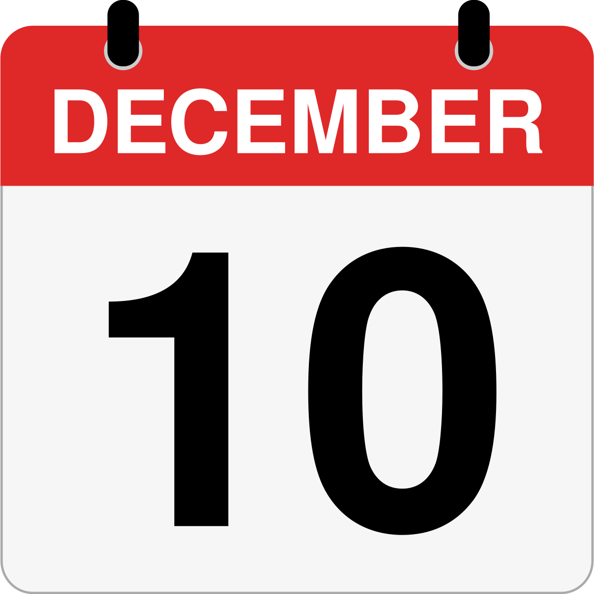 single day calendar graphic for December 10th