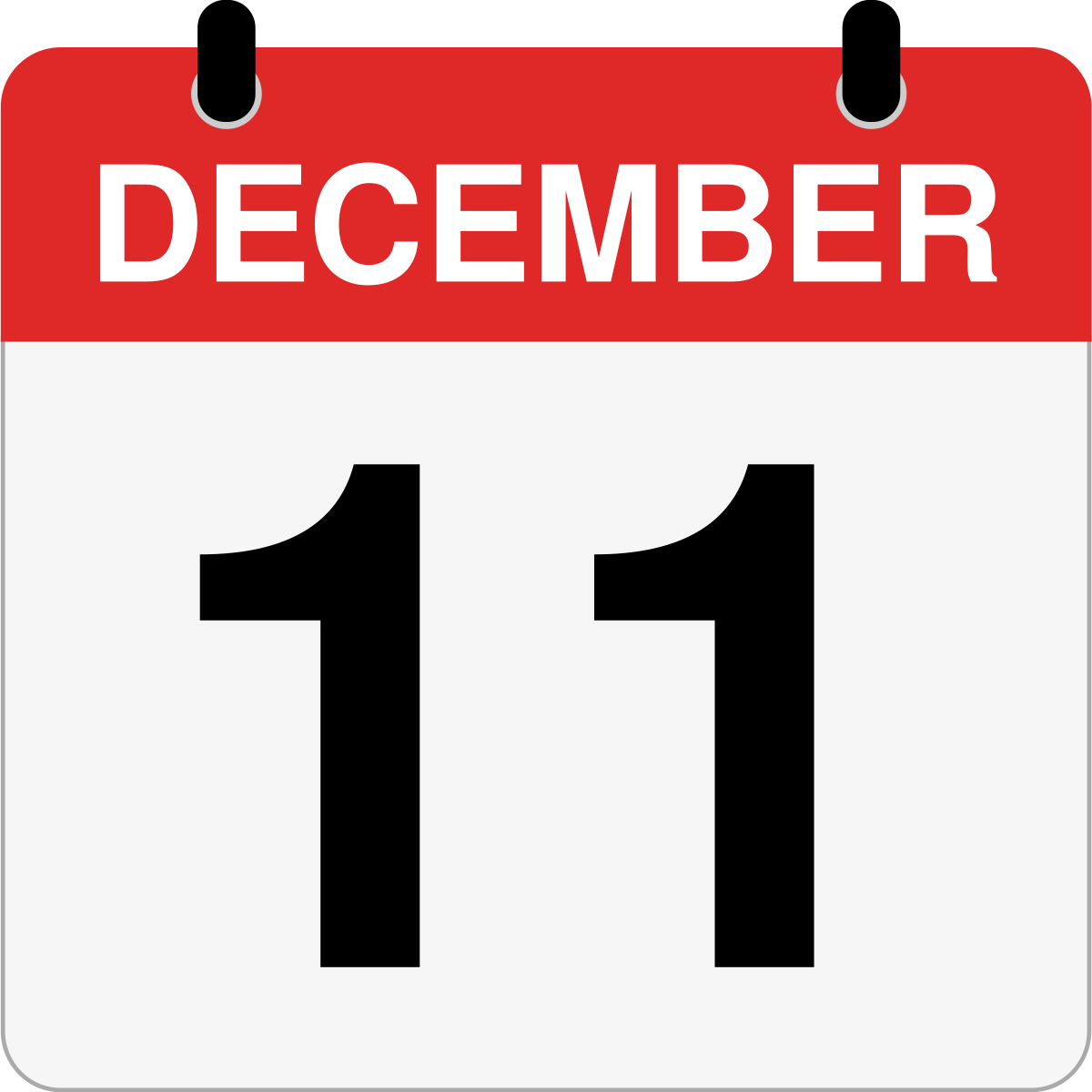 single day calendar graphic for December, 11th