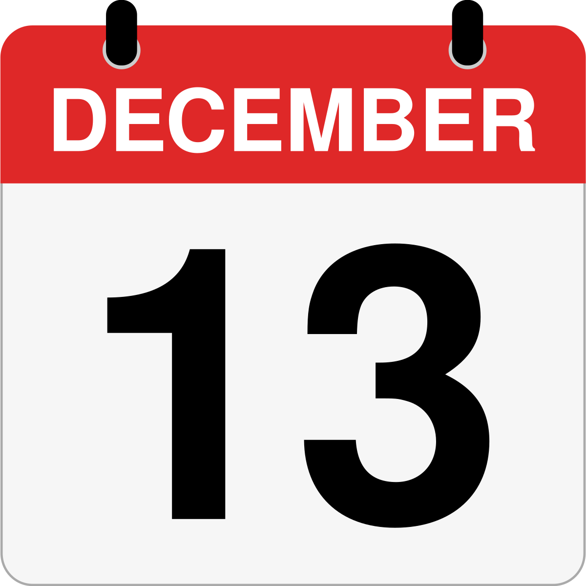 single day calendar graphic for December 13th