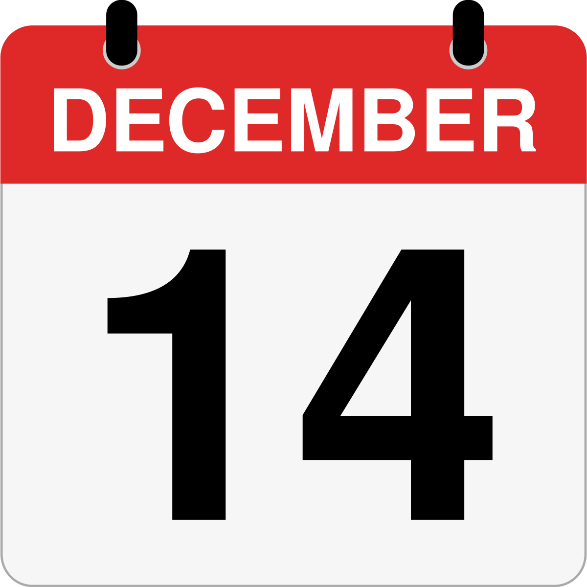 single day calendar graphic for December 14th
