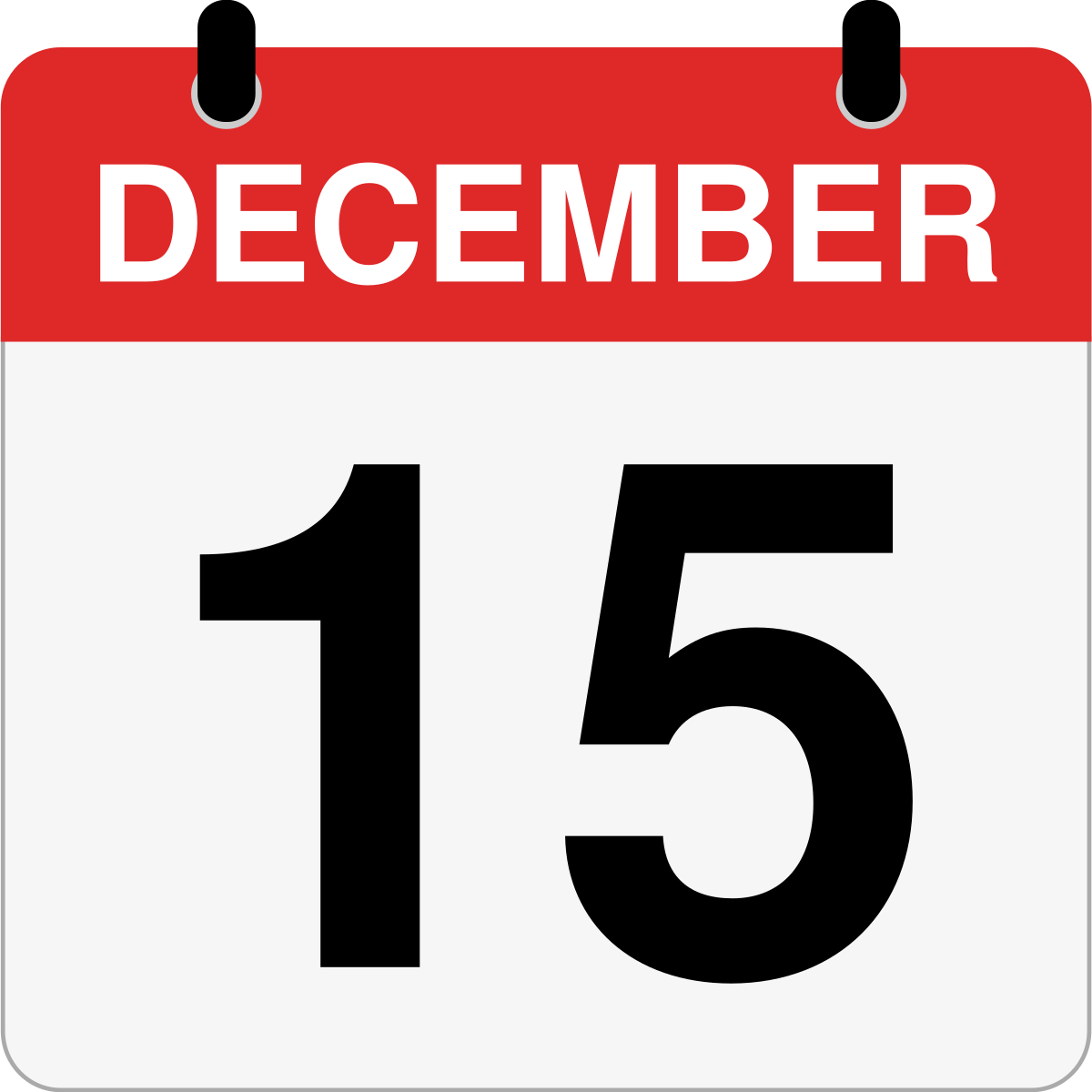 single day calendar graphic for December 15th