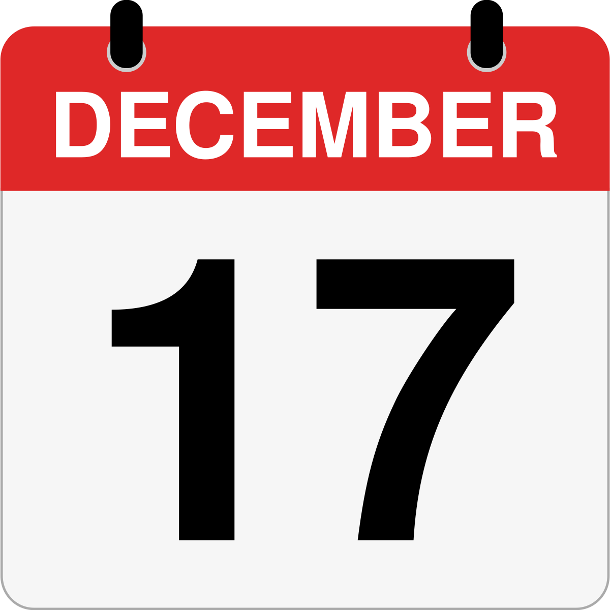 single day calendar graphic for December, 17th
