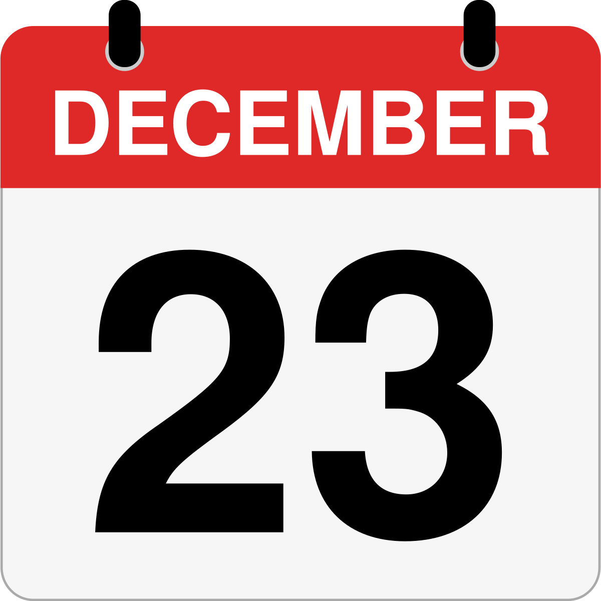 single day calendar graphic for December 23rd