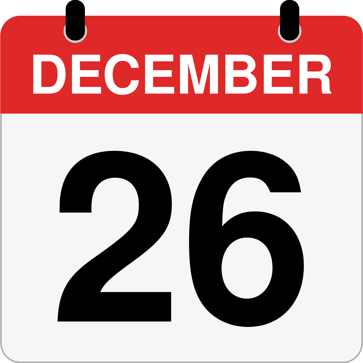 single day calendar graphic for December 26th