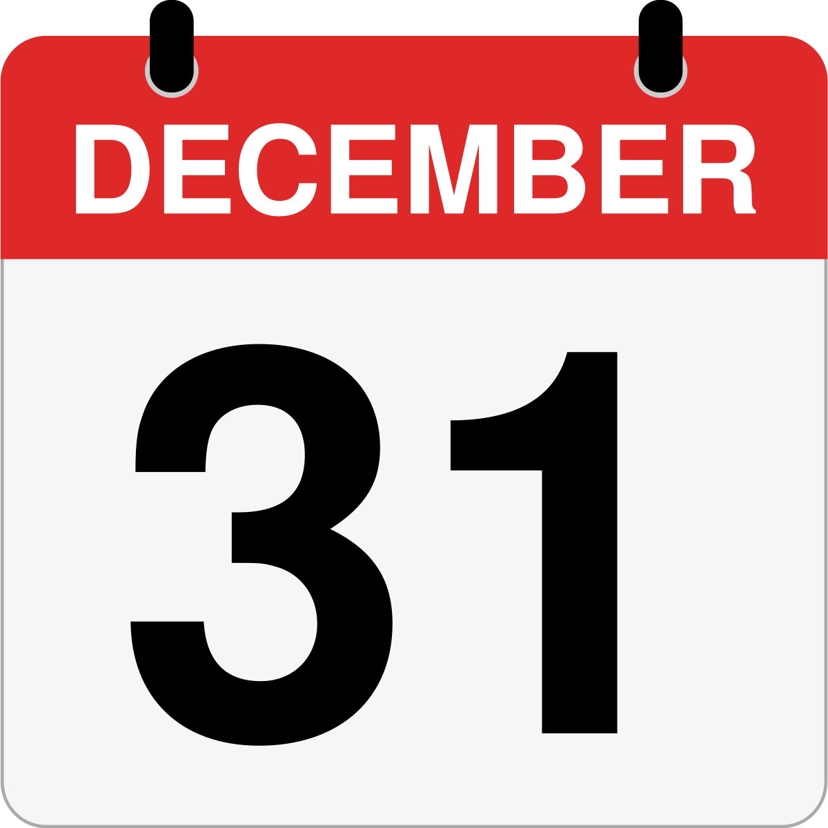 single day calendar graphic for December 31st