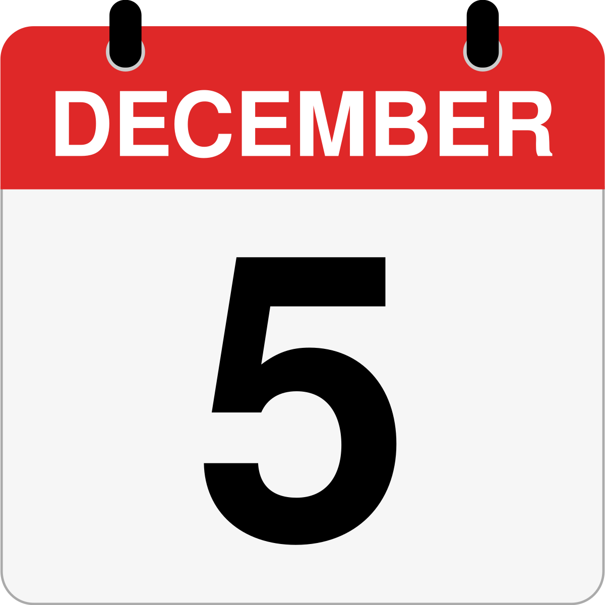 single day calendar graphic for December, 5th