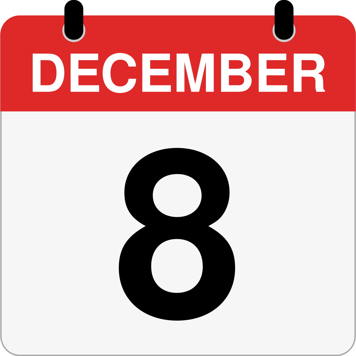 single day calendar graphic for December 8th