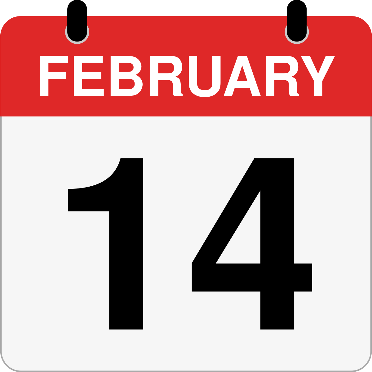 single day calendar graphic for February 14th