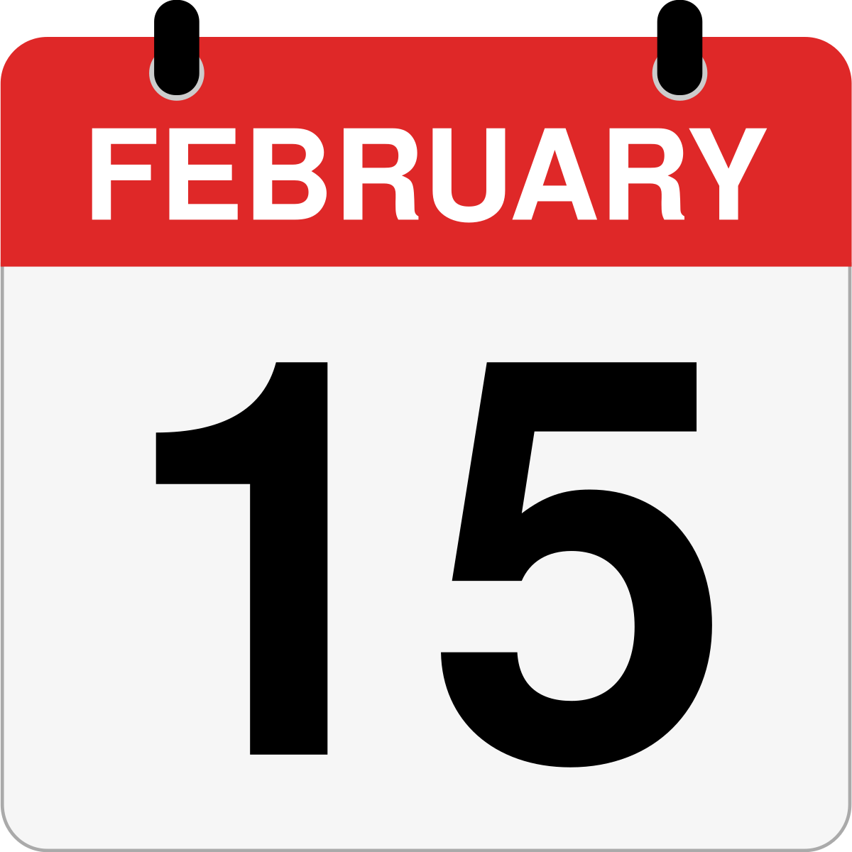 single day calendar graphic for February 15th