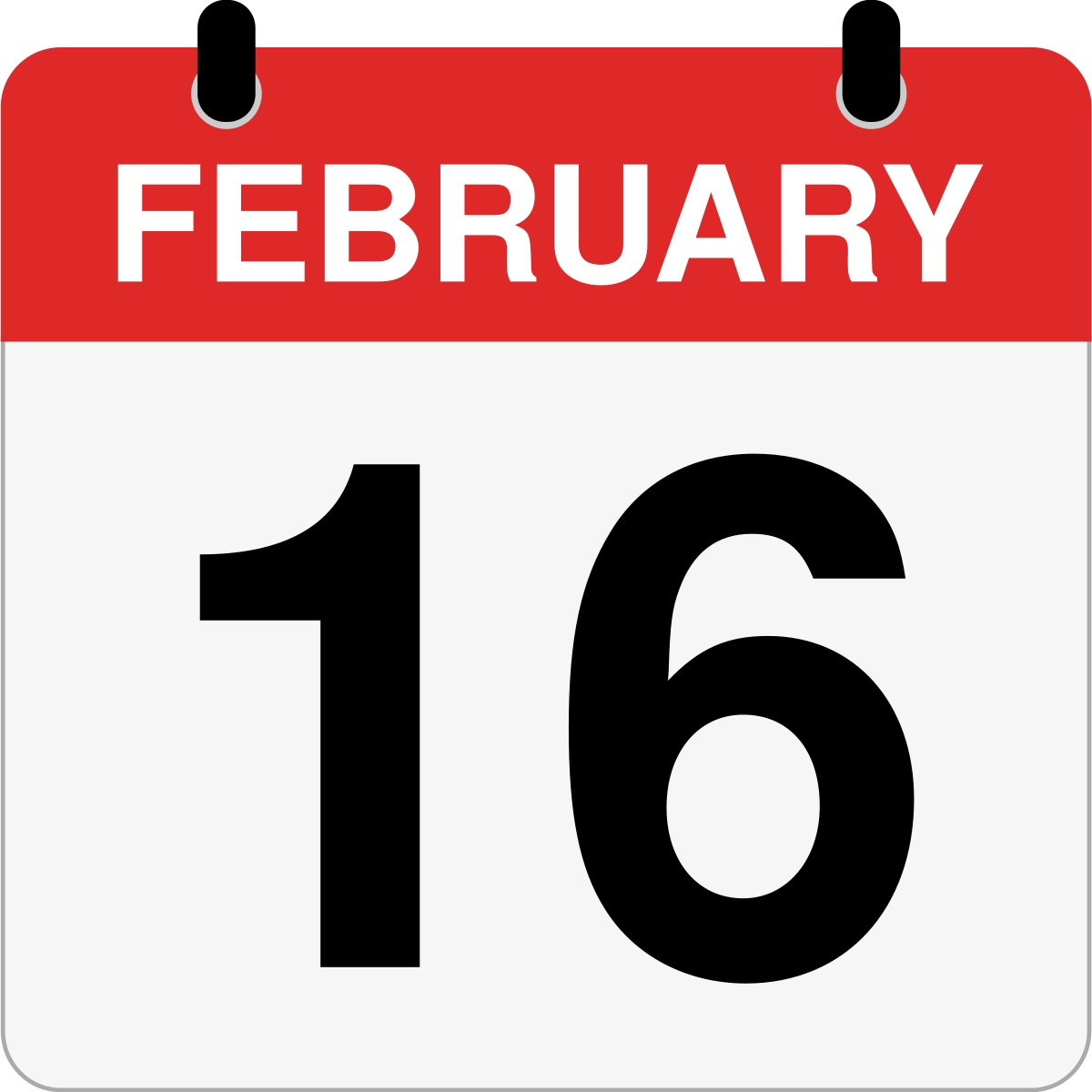single day calendar graphic for February 16th