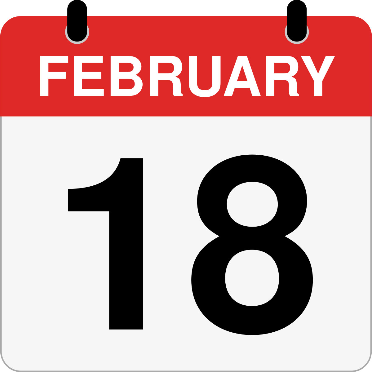 single day calendar graphic for February 18th