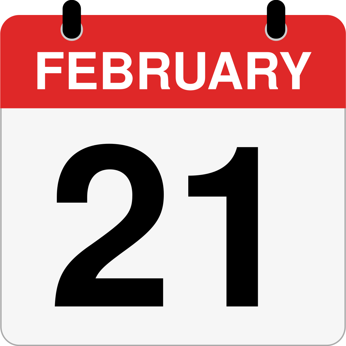 single day calendar graphic for February, 21st