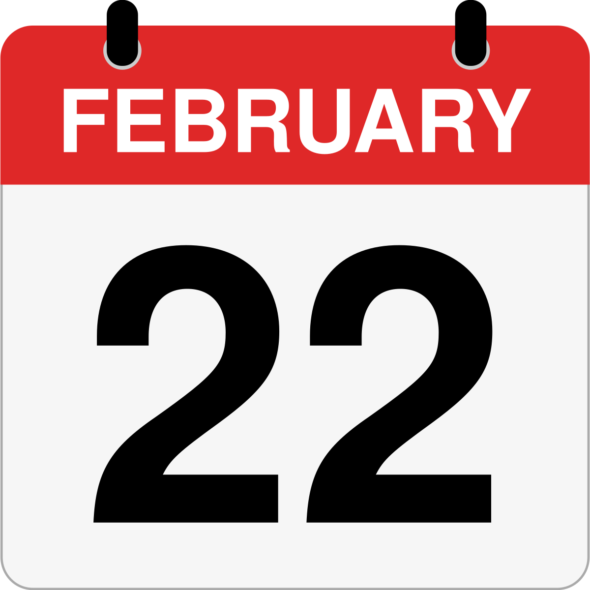 single day calendar graphic for February 22nd