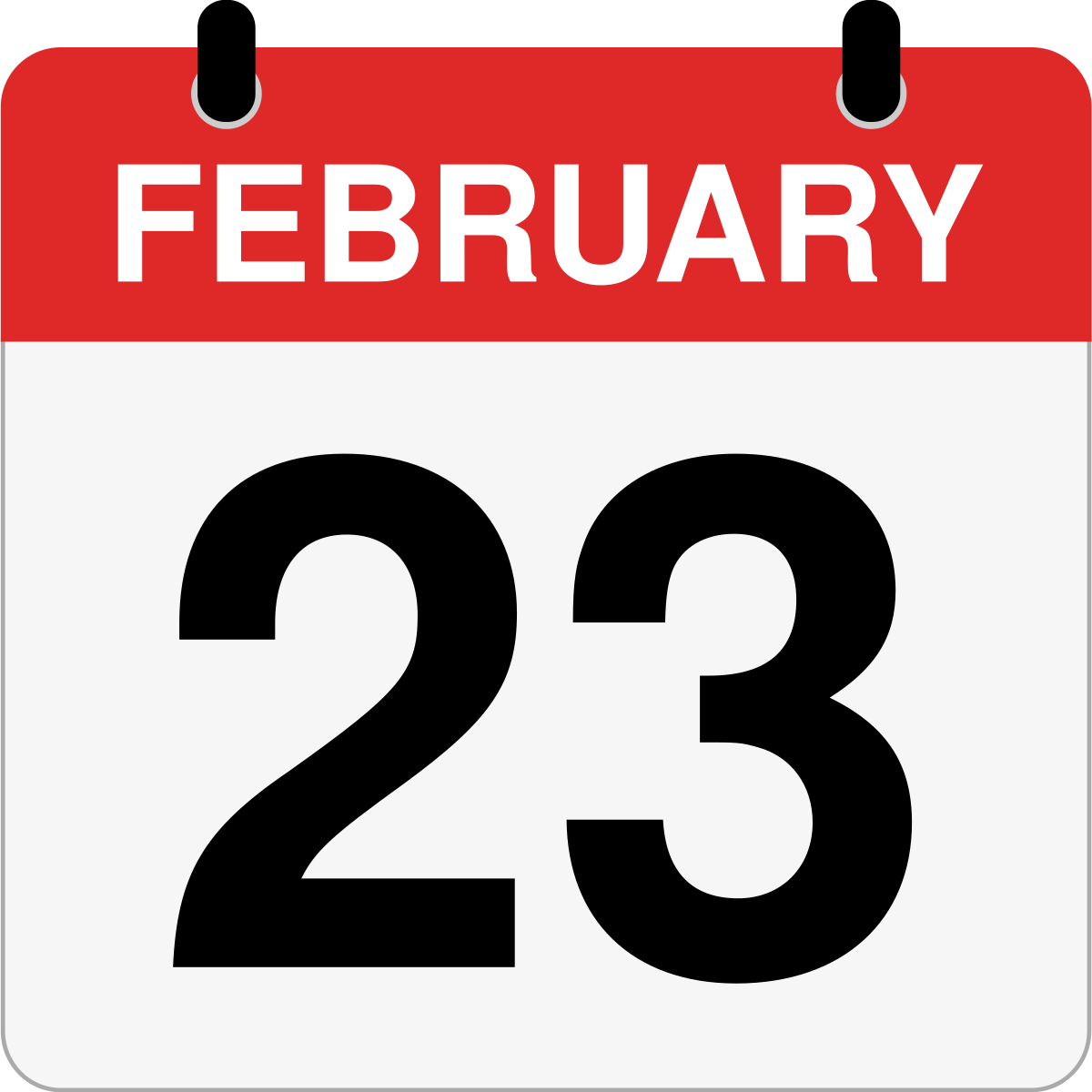single day calendar graphic for February 23rd