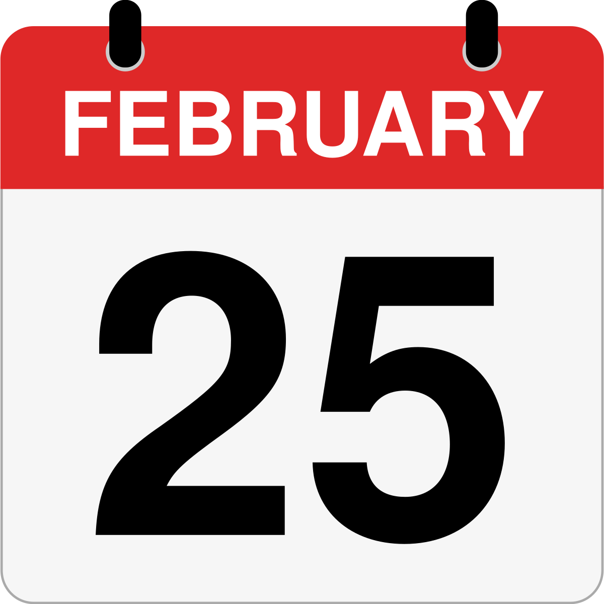 single day calendar graphic for February 25th