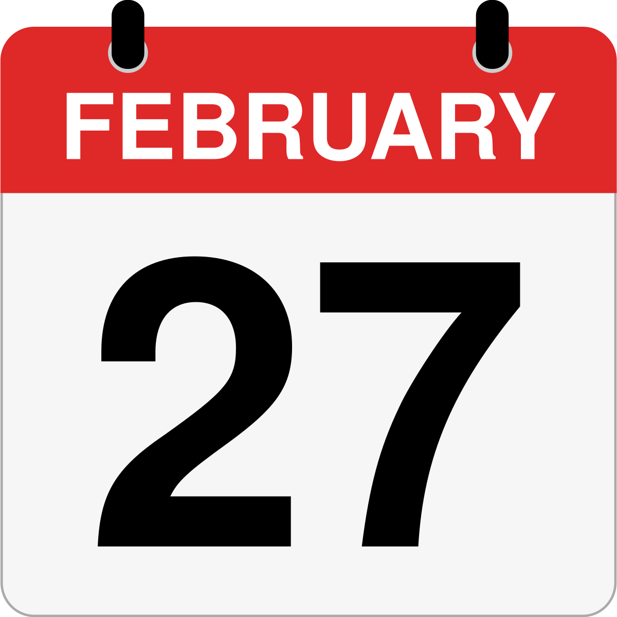 single day calendar graphic for February, 27th