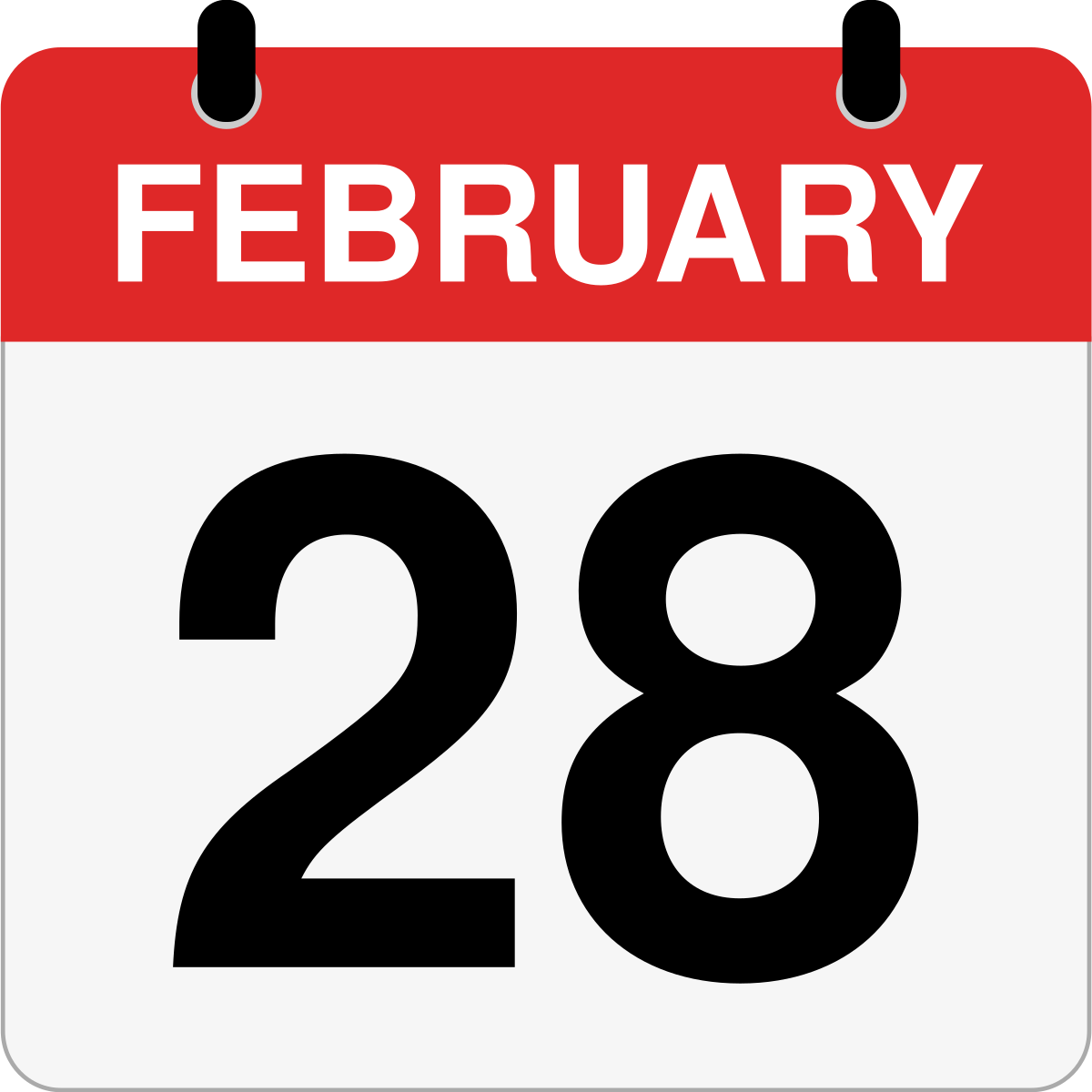single day calendar graphic for February 28th