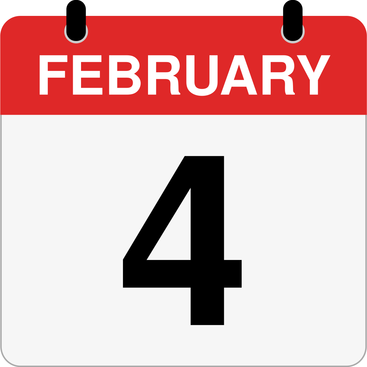 single day calendar graphic for February, 4th