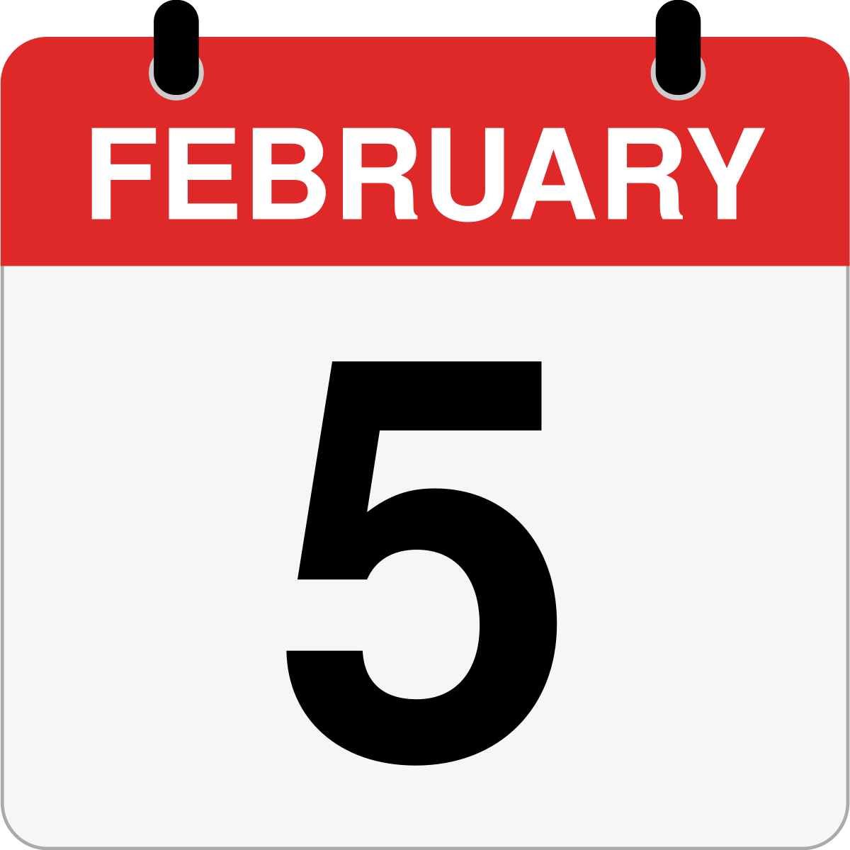 single day calendar graphic for February 5th