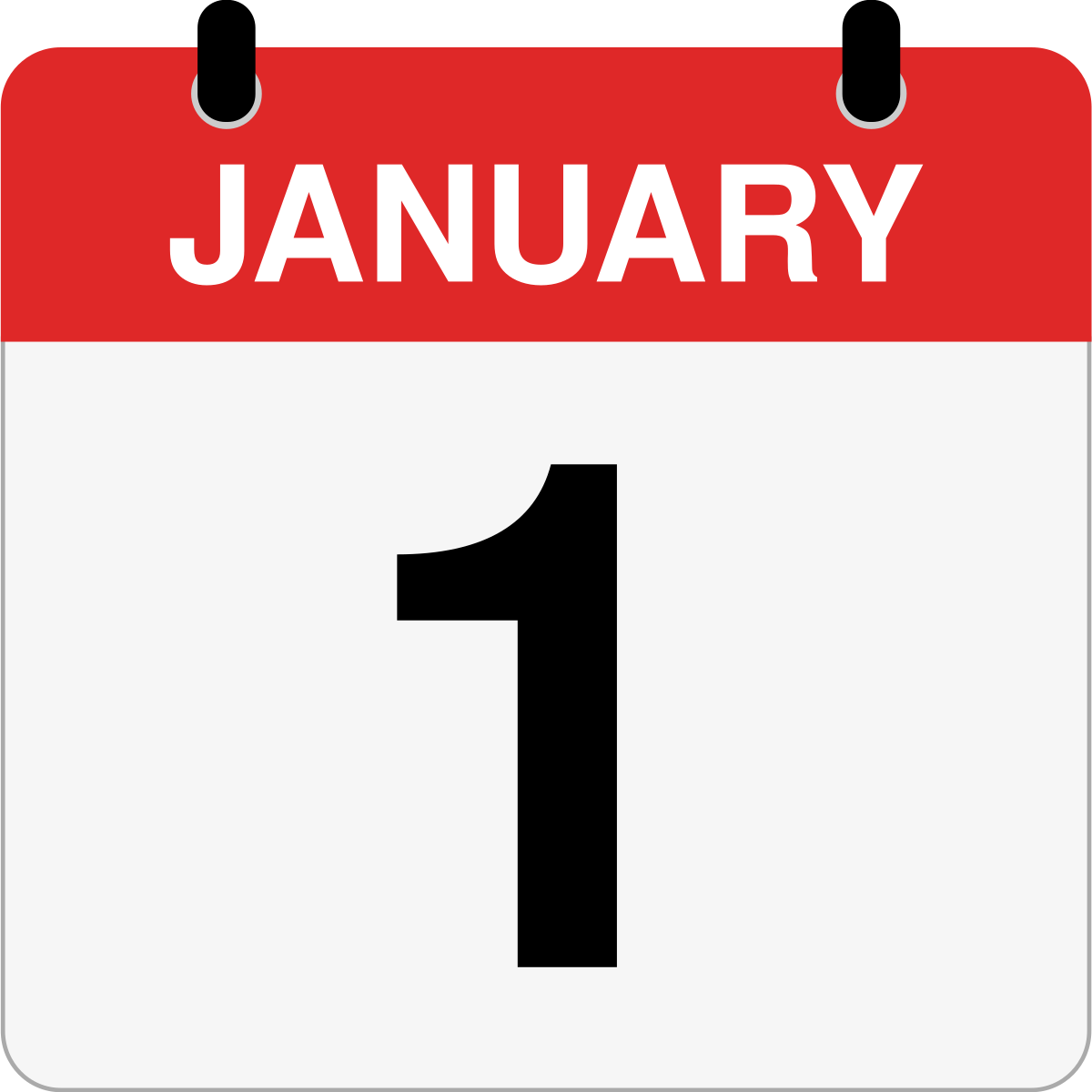 single day calendar graphic for January 1st