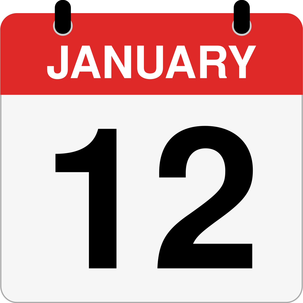 single day calendar graphic for January 12th