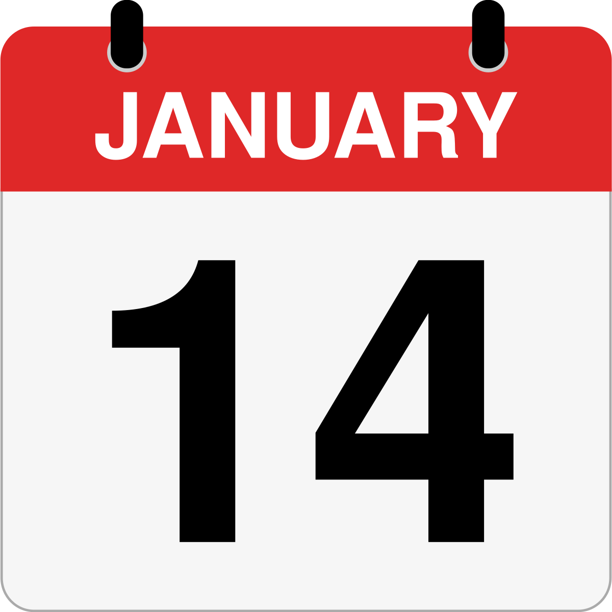 single day calendar graphic for January, 14th
