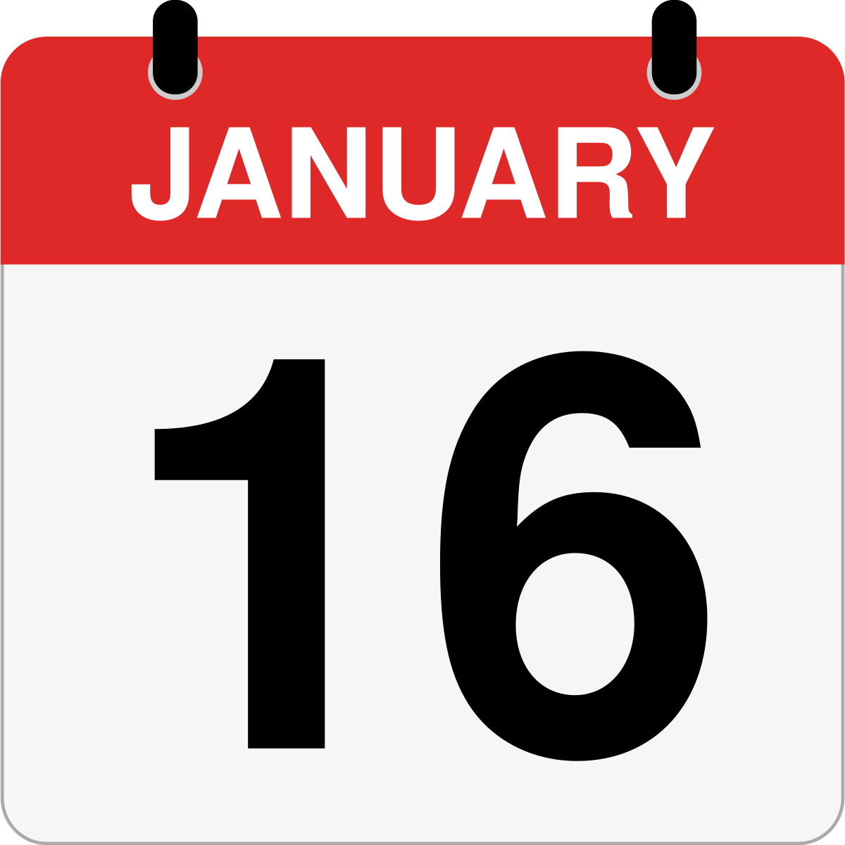 single day calendar graphic for January 16th