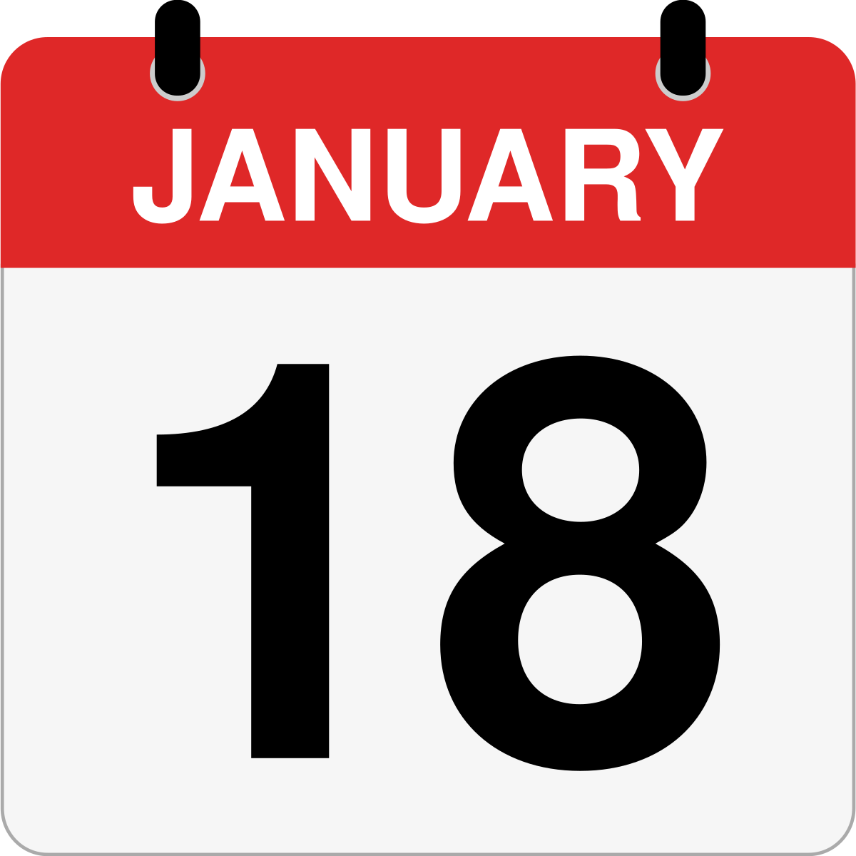 single day calendar graphic for January 18th