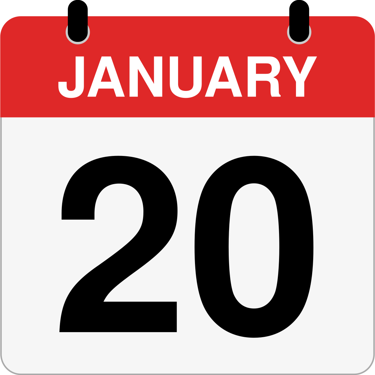 single day calendar graphic for January 20th