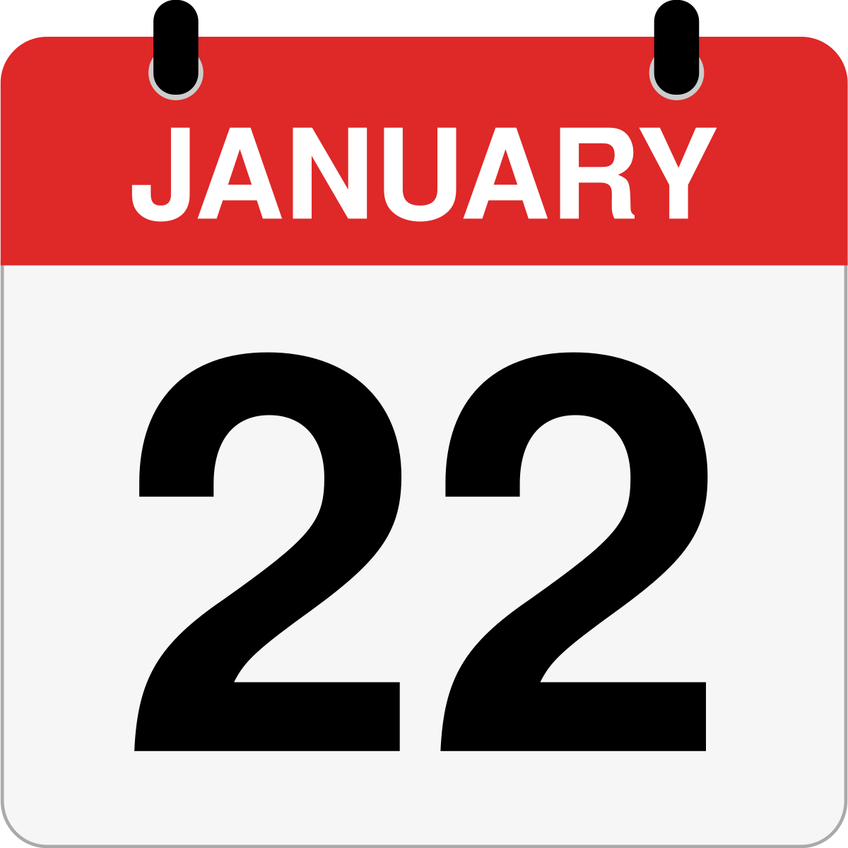single day calendar graphic for January 22nd