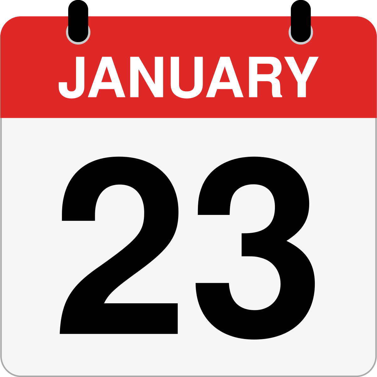 single day calendar graphic for January 23rd