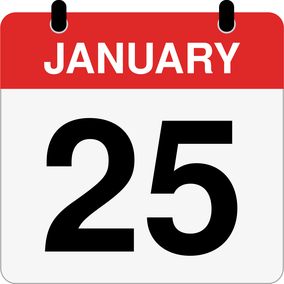 single day calendar graphic for January 25th