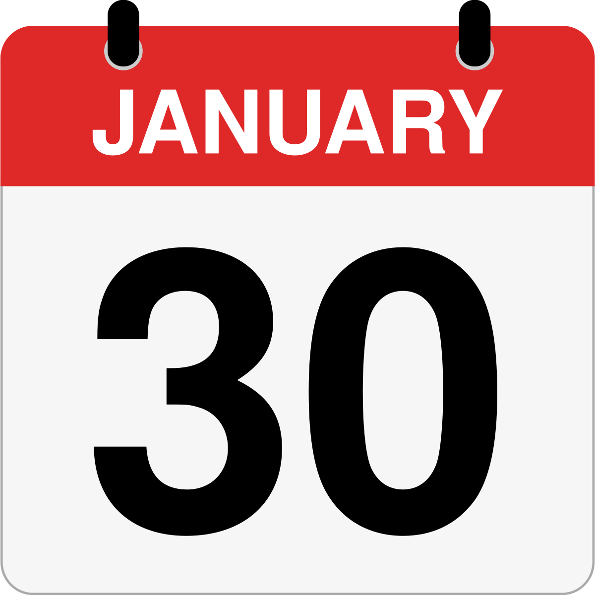 single day calendar graphic for January 30th